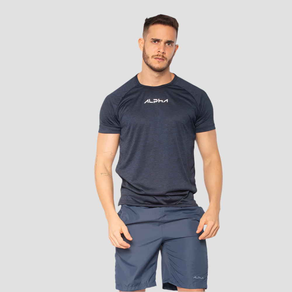 Camiseta Dry Fit New Fluid Mescla Marinho
