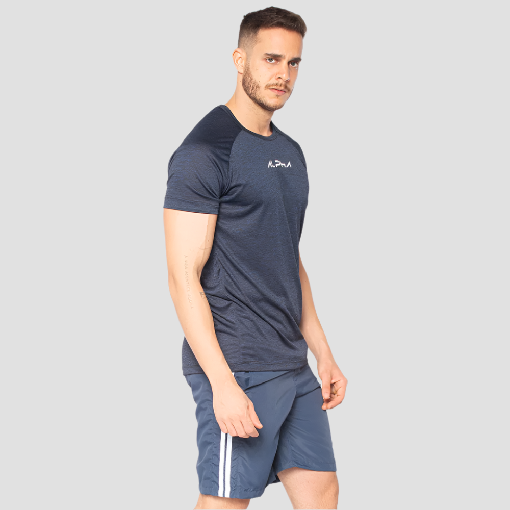 Camiseta Dry Fit New Fluid Mescla Marinho