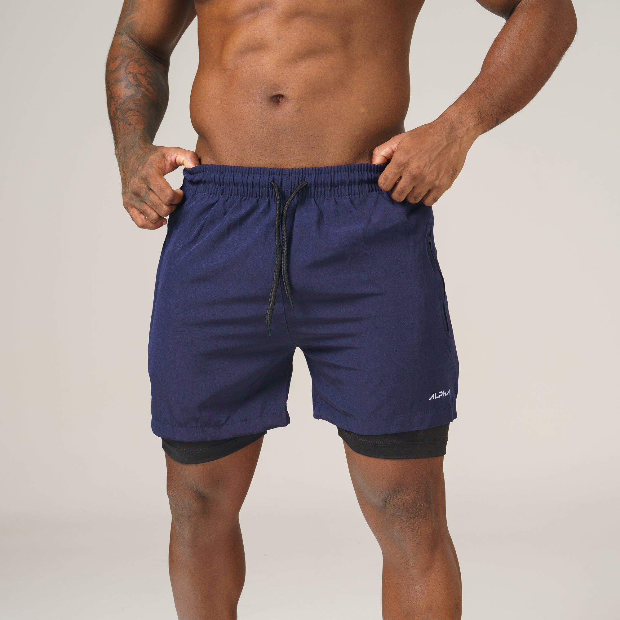 Short de Compressão Dry Fit Marinho Bolso Ziper - Fluid