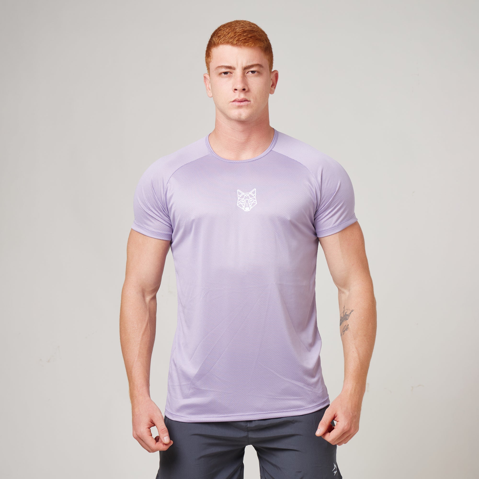Camiseta Dry Fit Lobo Geométrico Lilás Malva