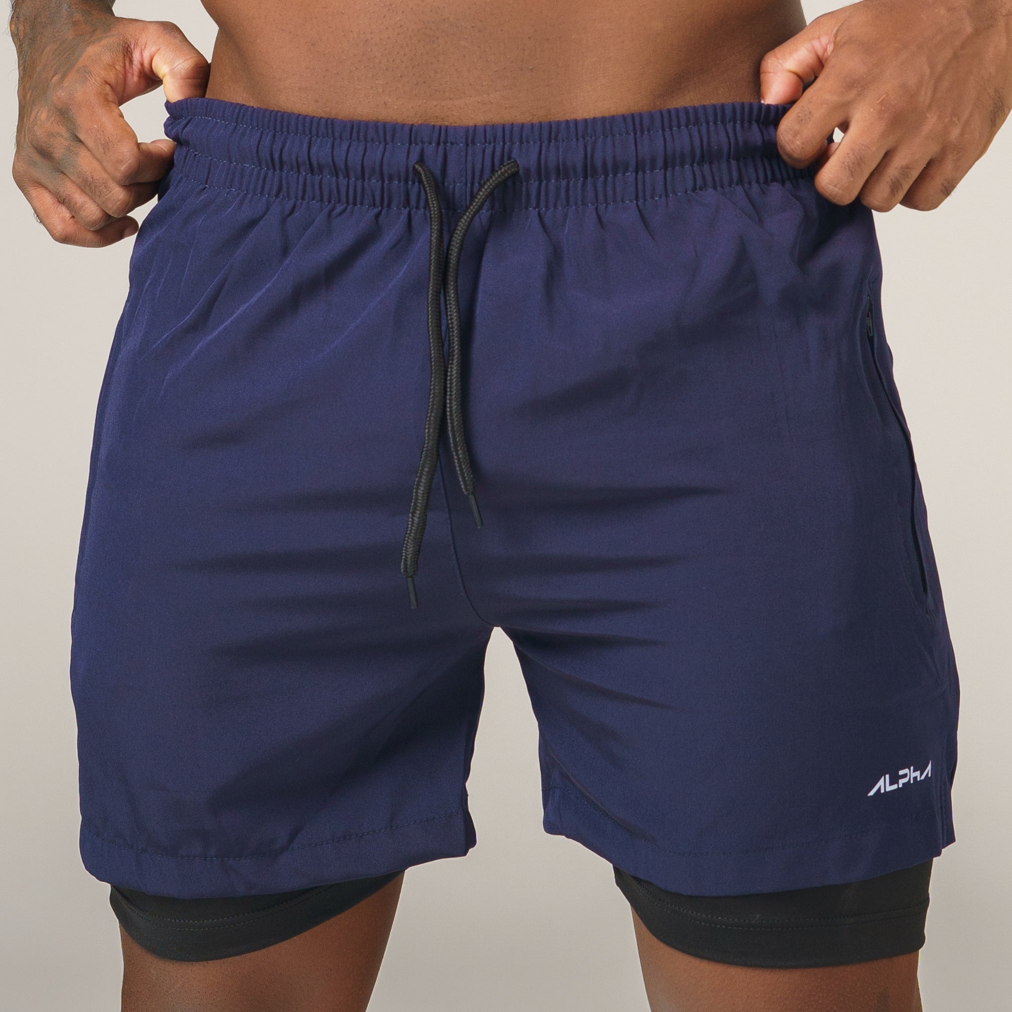 Short de Compressão Dry Fit Marinho Bolso Ziper - Fluid