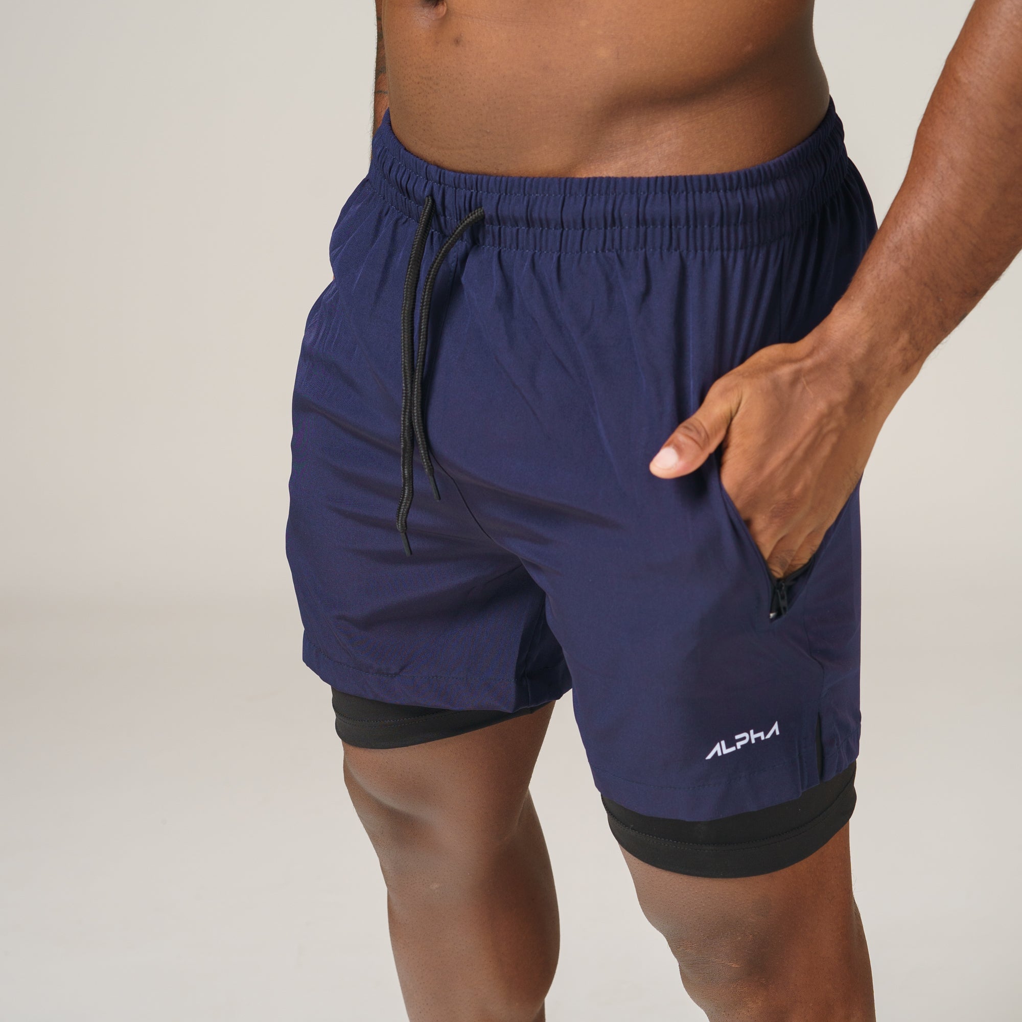 Short de Compressão Dry Fit Marinho Bolso Ziper - Fluid