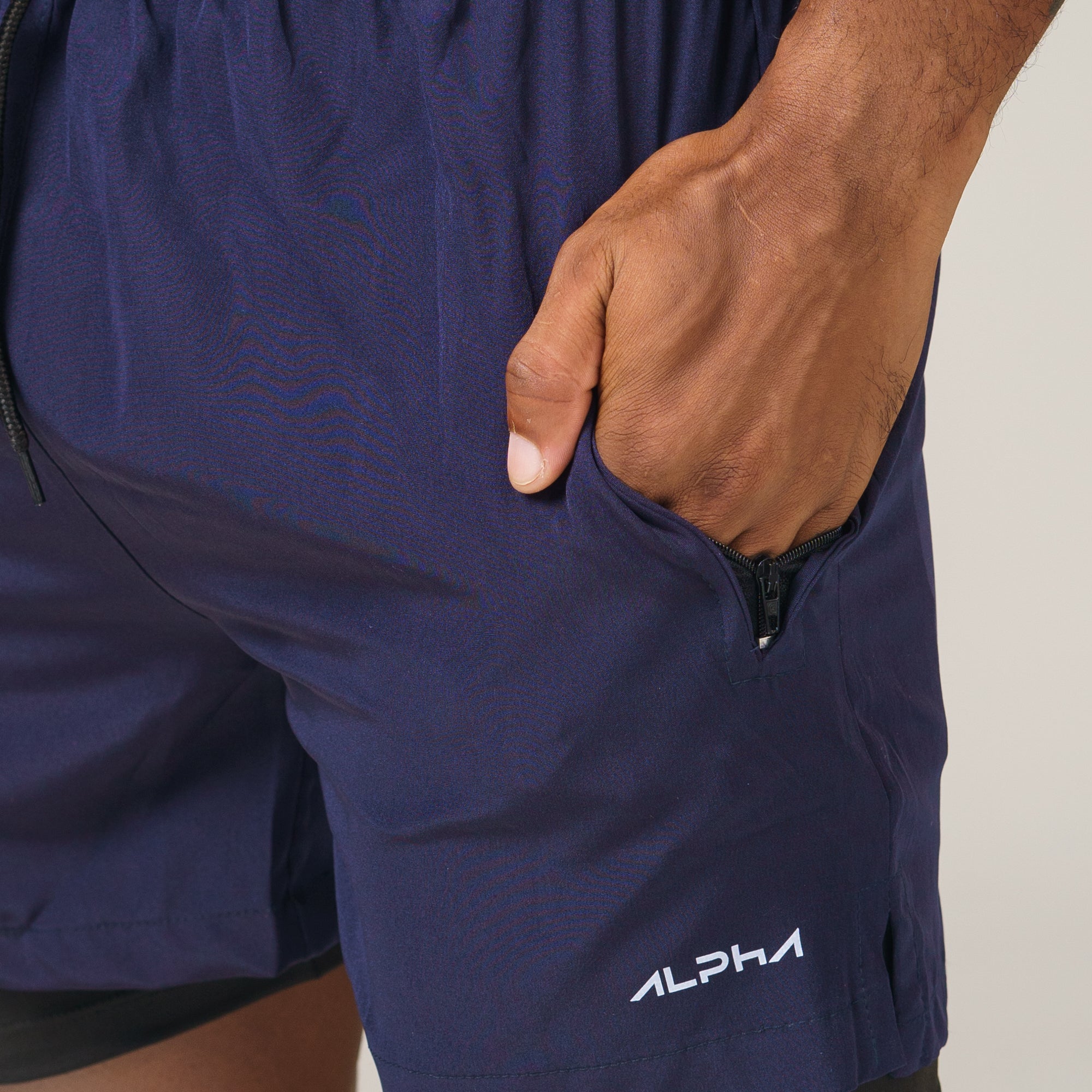 Short de Compressão Dry Fit Marinho Bolso Ziper - Fluid