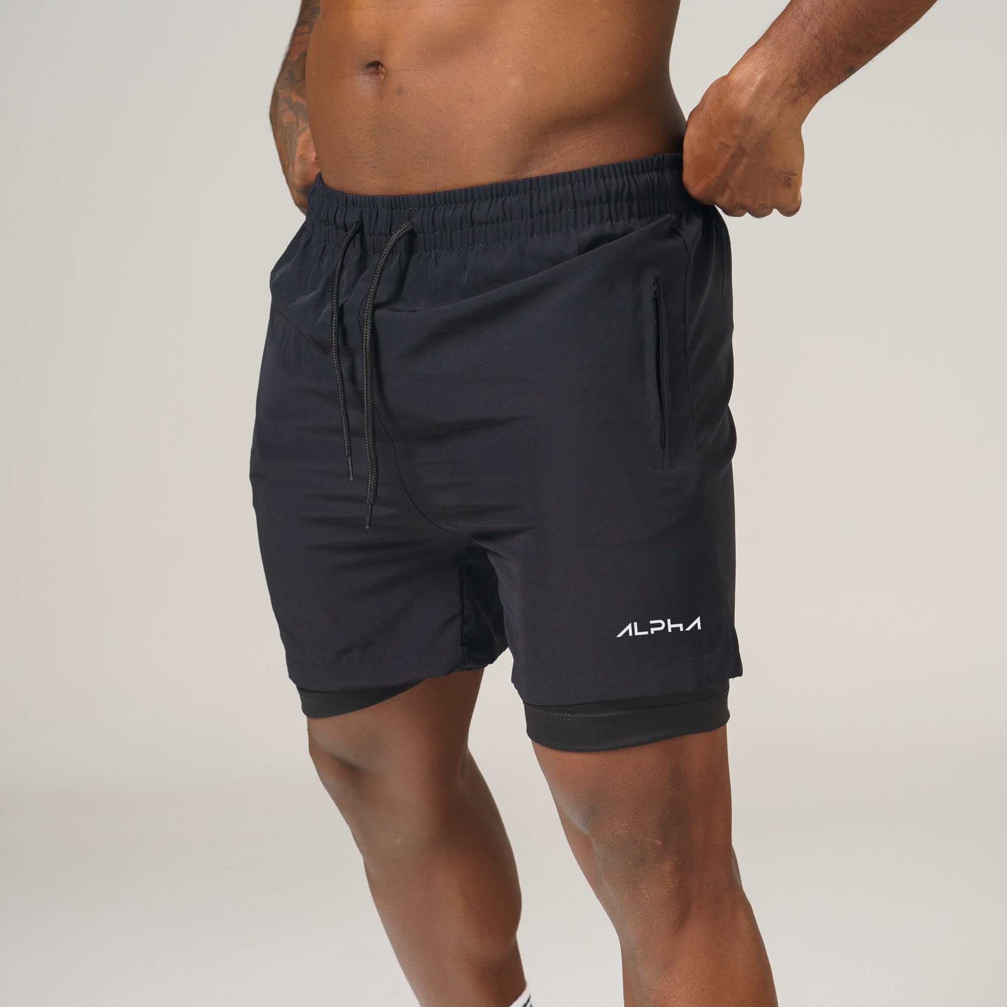 Short de Compressão Dry Fit Preto Bolso Ziper - Fluid