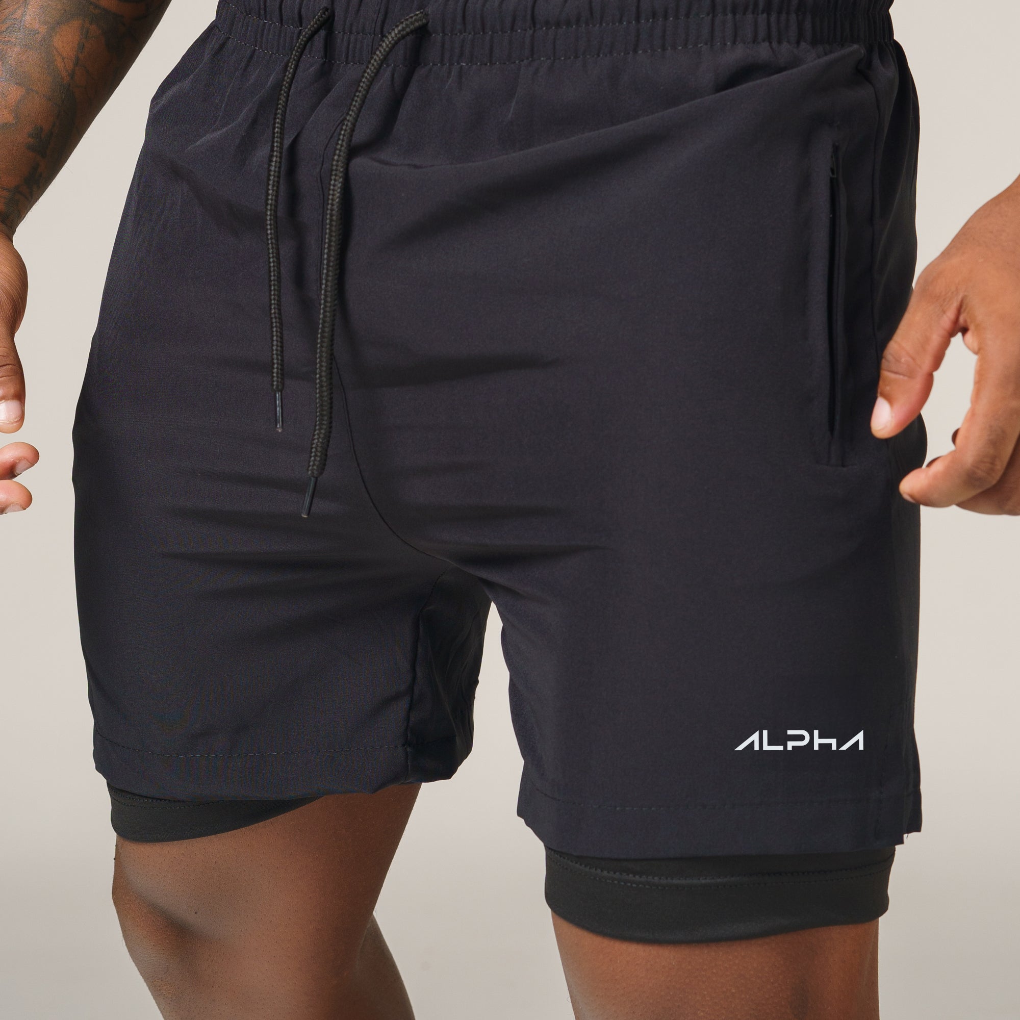Short de Compressão Dry Fit Preto Bolso Ziper - Fluid